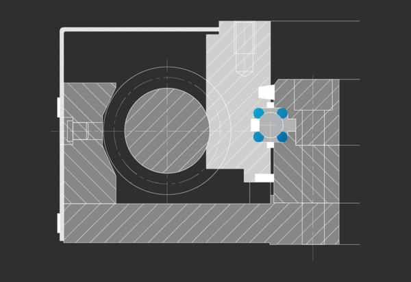 Exemple de construction : roulement Franke dans un plateau diviseur