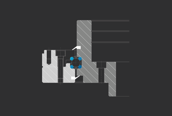 Exemple de construction : roulement Franke dans un changeur d'outils