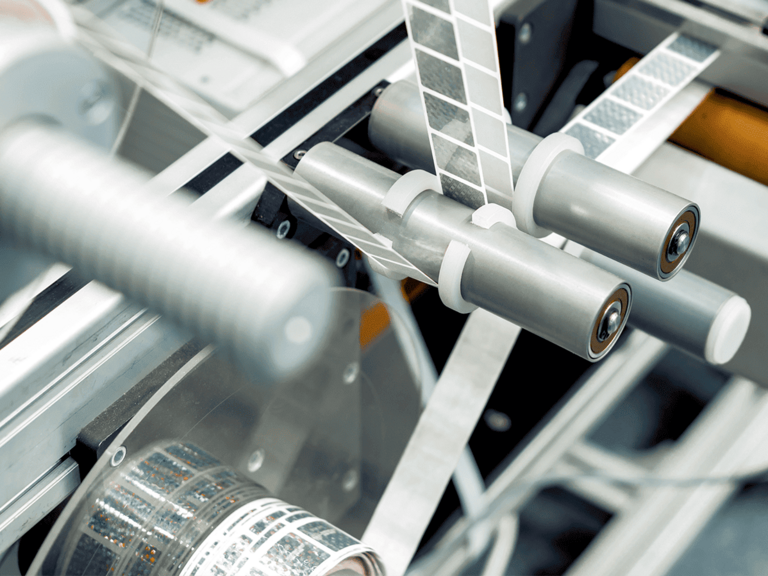 Linear rails in a labelling machine