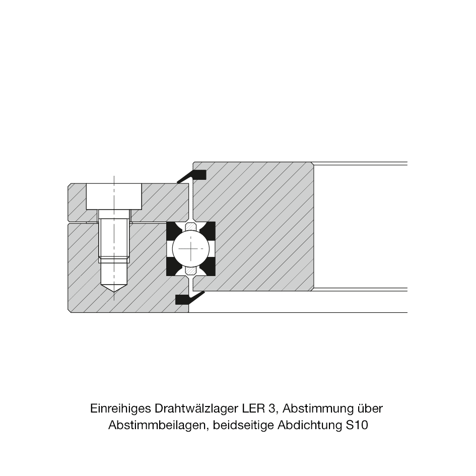 Konstruktionsbeispiel eines Franke Drahtwälzlagers Typ LER