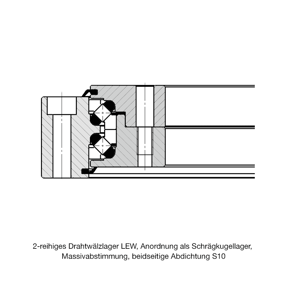 Weiteres Konstruktionsbeispiel eines Franke Drahtwälzlagers Typ LEW
