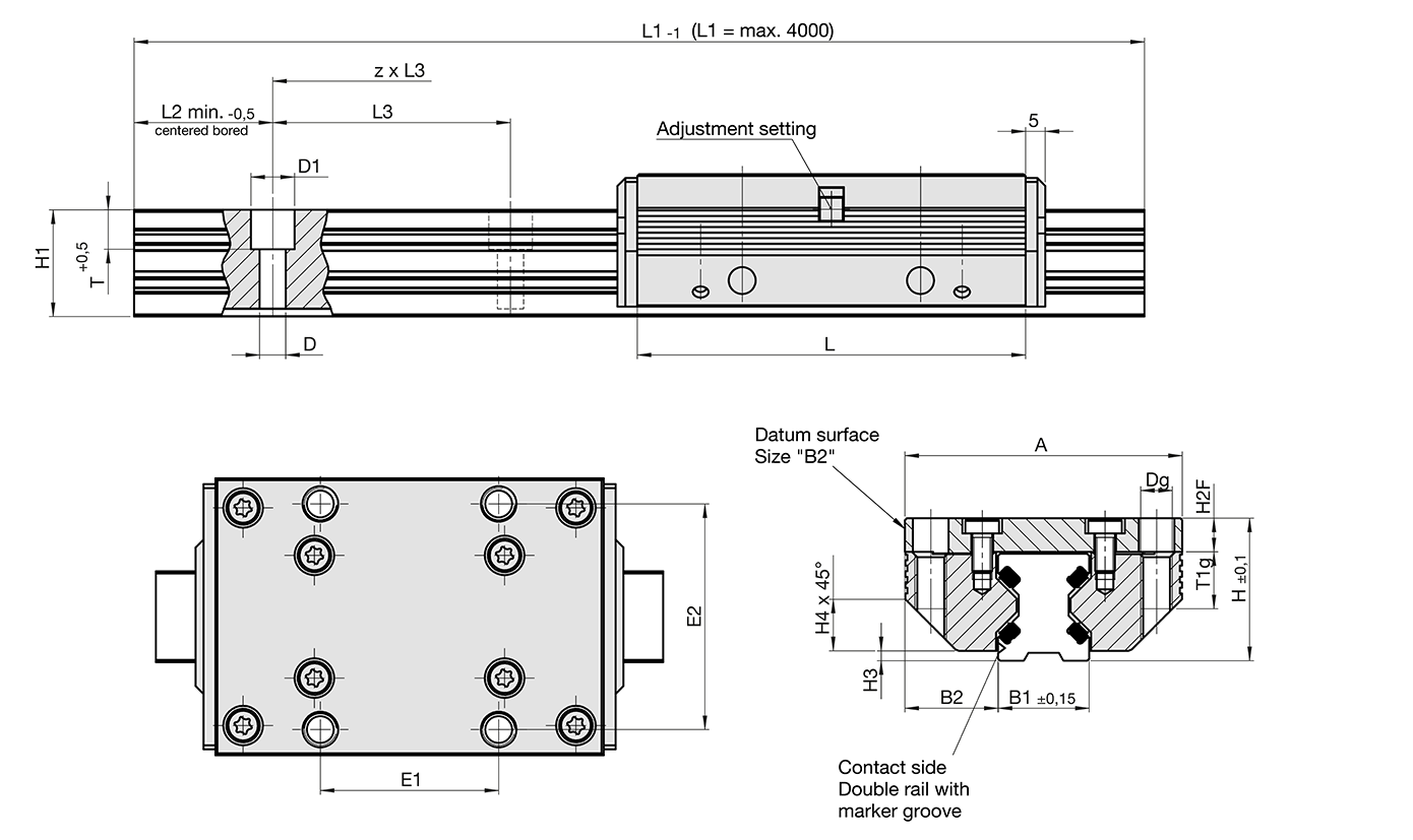 Profile rail with carriage: Corrosion-free, type FDC